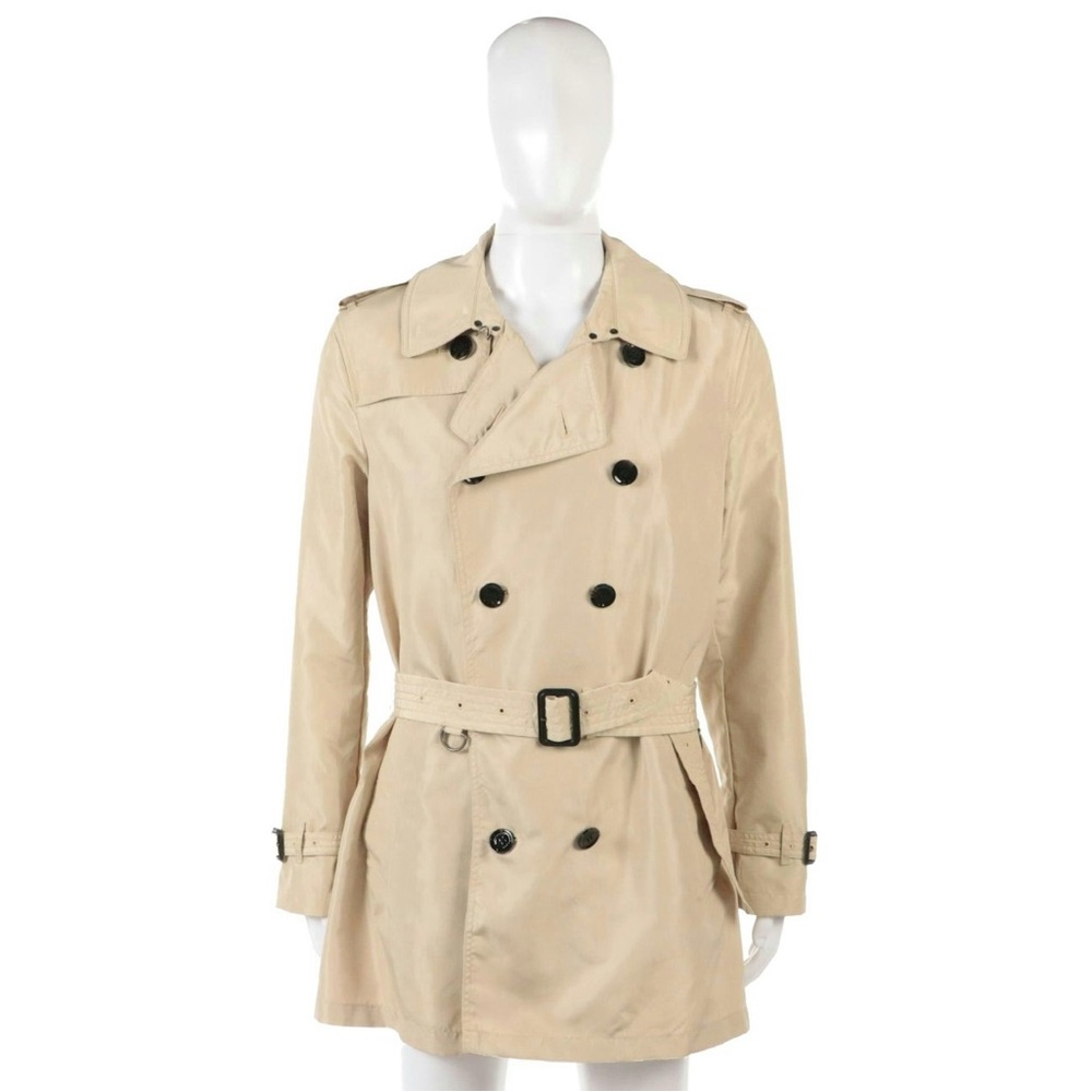 Mens Burberry Brit Nylon Double Breasted Trench Coat